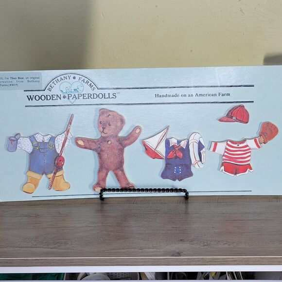Bethany Farms Wooden Paper Doll Theo Bear New on card - Picture 1 of 10